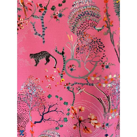 Topshop Ruby Magical Leopard Ruched Blouse Crop Top Size 6 Pink Bell Sleeves - Picture 2 of 8